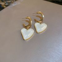 1 Pair Sweet Heart Shape Resin Copper Plating Drop Earrings sku image 1