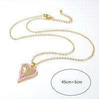 Fashion Heart Shape Copper Necklace Gold Plated Zircon Copper Necklaces 1 Piece main image 2