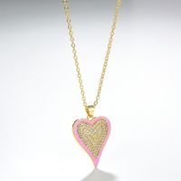Fashion Heart Shape Copper Necklace Gold Plated Zircon Copper Necklaces 1 Piece main image 3