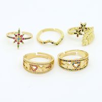 Fashion Star Heart Shape Flower Copper Rings Plating Inlay Rhinestone Copper Rings 1 Piece main image 1