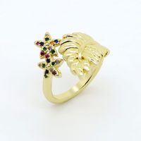 Fashion Star Heart Shape Flower Copper Rings Plating Inlay Rhinestone Copper Rings 1 Piece main image 2