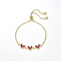 Simple Style Heart Shape Copper Inlay Zircon Bracelets main image 2