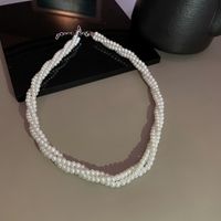 Retro Multi-layer Winding Pearl Necklace European And American Ins French Elegant Simple Choker Fashion Special-interest Clavicle Chain sku image 7