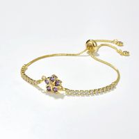 Fashion Flower Copper Bracelets Gold Plated Zircon Copper Bracelets 1 Piece main image 4