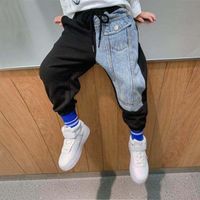 Cute Fashion Color Block Cotton Blend Asymmetrical Jeans Baby Clothes main image 1