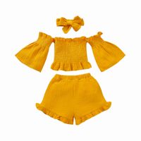 Fashion Solid Color Cotton Blend Pleated Pants Sets Baby Clothes main image 4