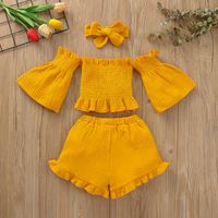 Fashion Solid Color Cotton Blend Pleated Pants Sets Baby Clothes sku image 12