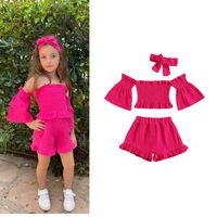 Fashion Solid Color Cotton Blend Pleated Pants Sets Baby Clothes main image 5
