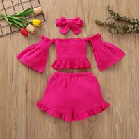 Fashion Solid Color Cotton Blend Pleated Pants Sets Baby Clothes sku image 14