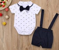 Mode Drucken Einfarbig 100% Baumwolle Bogenknoten Hosen-sets Baby Kleidung main image 3