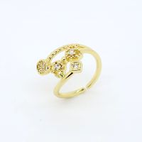 Fashion Flower Copper Open Ring Inlay Copper Copper Rings 1 Piece sku image 5