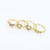 Fashion Heart Shape Butterfly Copper Open Ring Plating Copper Copper Rings 1 Piece main image 1