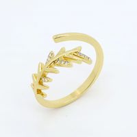 Vintage Style Sun Moon Leaves Copper Open Ring Plating Rhinestone Copper Rings 1 Piece main image 5