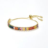 Fashion Colorful Copper Bracelets Gold Plated Zircon Copper Bracelets 1 Piece main image 4