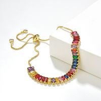 Fashion Colorful Copper Bracelets Gold Plated Zircon Copper Bracelets 1 Piece main image 3