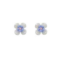 Simple Style Flower Arylic Resin Patchwork Ear Studs 1 Pair main image 5