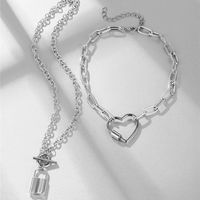 Einfacher Stil Herzform Sperren Legierung Überzug Halskette 2-teiliges Set main image 2