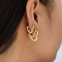 1 Pair Simple Style Heart Shape Plating Copper Earrings main image 9