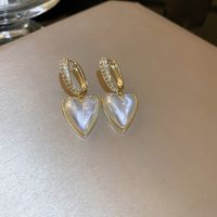 Wholesale Jewelry 1 Pair Sweet Flower Artificial Pearl Copper Zircon Drop Earrings Ear Clips main image 3