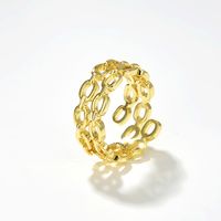 Retro Geometric Copper Open Ring Gold Plated Copper Rings 1 Piece sku image 1