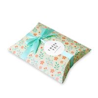 Fashion Creative White Mint Green Floral Folding Packaging Pillow Box main image 2