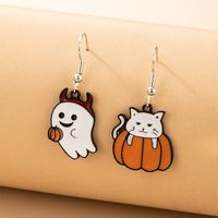 Halloween Retro Pumpkin Cat Ghost Alloy Holiday Earring main image 10