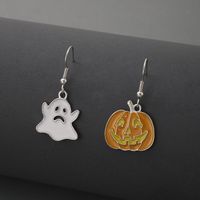 Halloween Retro Pumpkin Cat Ghost Alloy Holiday Earring sku image 17
