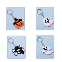 Halloween Skull Ghost Pumpkin Lamp Keychain Mobile Phone Back Sticker Decoration Pendants Accessories main image 5
