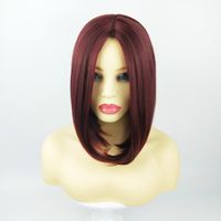 Women's Fashion Street High Temperature Wire Centre Parting Short Straight Hair Wigs main image 5