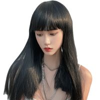 Women's Fashion Street High Temperature Wire Bangs Long Straight Hair Wigs main image 6