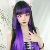 Women's Japanese Style Street High Temperature Wire Bangs Long Straight Hair Wigs main image 5