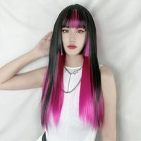 Women's Fashion Street High Temperature Wire Bangs Long Straight Hair Wigs main image 5