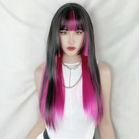 Women's Fashion Street High Temperature Wire Bangs Long Straight Hair Wigs sku image 2