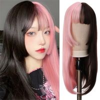 Women's Japanese Style Street High Temperature Wire Air Bangs Long Straight Hair Wigs sku image 1