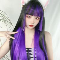 Women's Japanese Style Street High Temperature Wire Bangs Long Straight Hair Wigs sku image 3