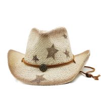 Unisex Cowboy Style Star Crimping Straw Hat main image 3