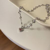 Simple Style Heart Shape Alloy Inlay Rhinestones Pendant Necklace 1 Piece sku image 1
