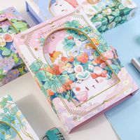 Cute Cartoon Floral Pattern 32k   Password Hollowed-out Cover Notebook main image 5