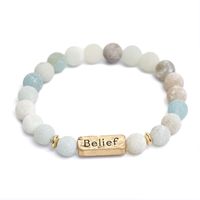 Retro Letter Natural Stone Beaded Unisex Bracelets sku image 3