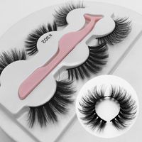3 Pairs Of Natural Imitation Mink Hair False Eyelashes With Tweezers Set main image 2