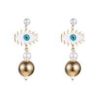 Fashion Devil's Eye Heart Shape Imitation Pearl Alloy Enamel Plating Drop Earrings sku image 11