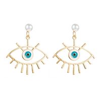 Fashion Devil's Eye Heart Shape Imitation Pearl Alloy Enamel Plating Drop Earrings sku image 7