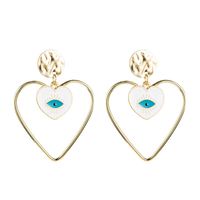 Fashion Devil's Eye Heart Shape Imitation Pearl Alloy Enamel Plating Drop Earrings sku image 9