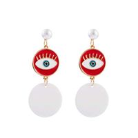 Fashion Devil's Eye Heart Shape Imitation Pearl Alloy Enamel Plating Drop Earrings sku image 4