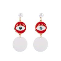 Moda Ojo Del Diablo Forma De Corazón Perla De Imitación Aleación Esmalte Enchapado Pendientes De Gota sku image 4