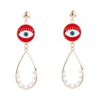 Fashion Devil's Eye Heart Shape Imitation Pearl Alloy Enamel Plating Drop Earrings sku image 14