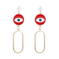Fashion Devil's Eye Heart Shape Imitation Pearl Alloy Enamel Plating Drop Earrings sku image 5