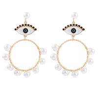 Fashion Devil's Eye Heart Shape Imitation Pearl Alloy Enamel Plating Drop Earrings sku image 13