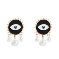 Fashion Devil's Eye Heart Shape Imitation Pearl Alloy Enamel Plating Drop Earrings sku image 6