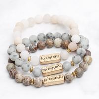 Vintage Style Letter Natural Stone Bracelets Beaded 1 Piece main image 6